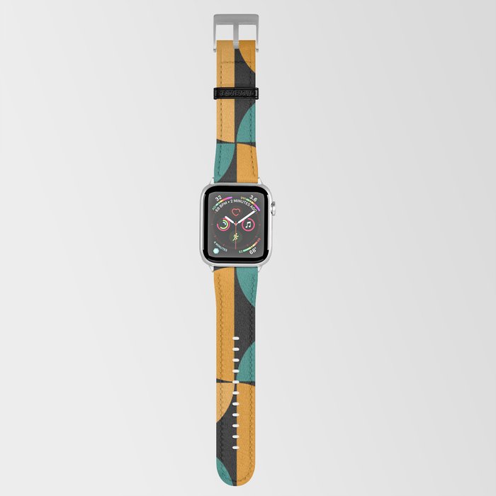Mid century geometric pattern on black background 3 Apple Watch Band