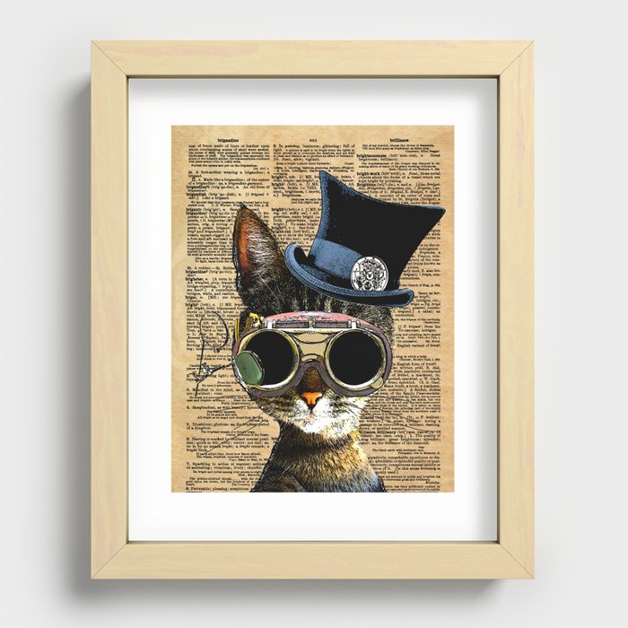 Clockwork Kitty Steampunk Cat Recessed Framed Print