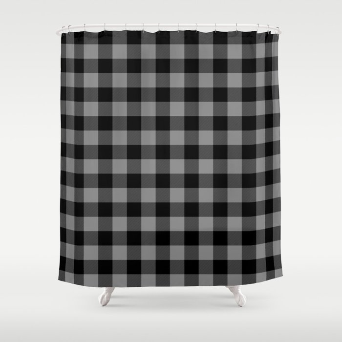 Gray And Black Lumberjack Buffalo Plaid, Black Gray Fabric Shower Curtain