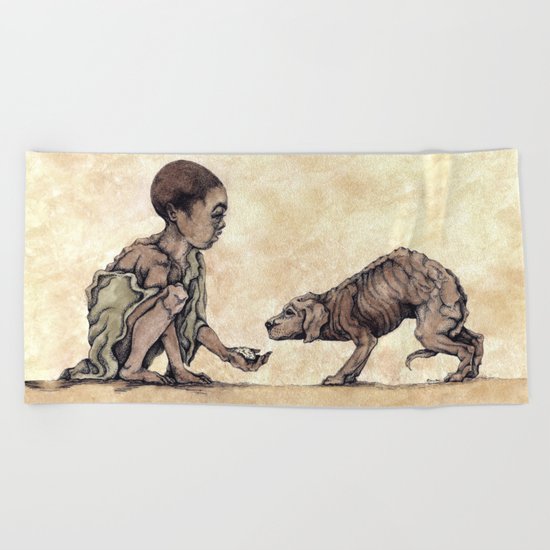 Boy and Puppy Beach Towel