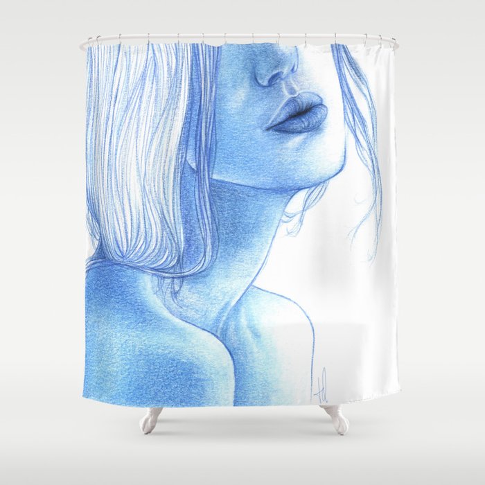 Blue skin Shower Curtain