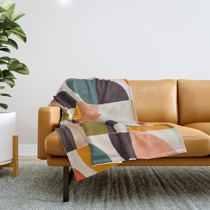 bauhaus mid century geometric shapes 9 Throw Blanket