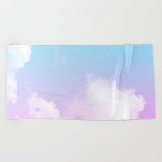 Pink Summer Clouds Beach Towel
