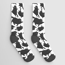 Black Silly Cats pattern Socks