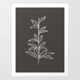 6-2025R-1n, Dark brown, Floral Botanical Flower art, Plant Leaves, Boho decor, Art Print