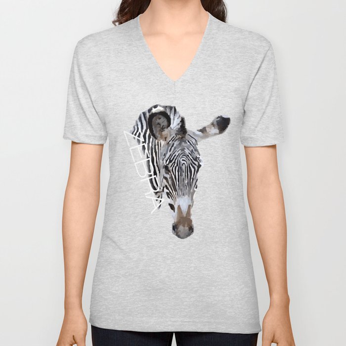 Zebra head V Neck T Shirt