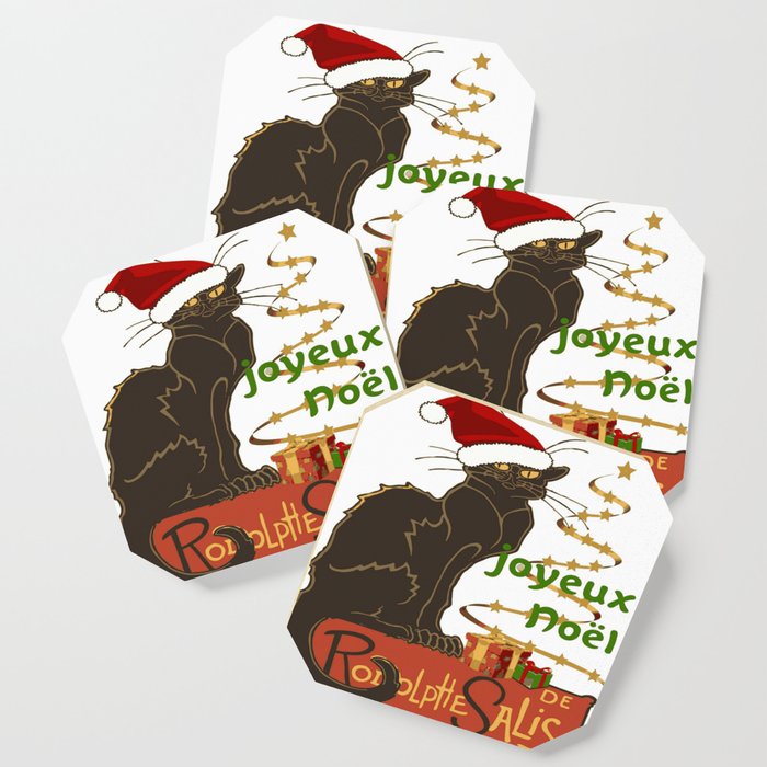 Joyeux Noel Le Chat Noir Christmas Parody Coaster By Taiche Society6