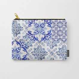 Azulejo VIII - Portuguese hand painted blue tiles - Travel photography by Ingrid Beddoes Carry-All Pouch
