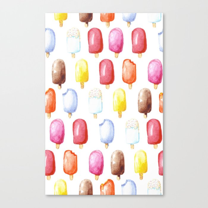 Watercolor popsicle pattern Canvas Print