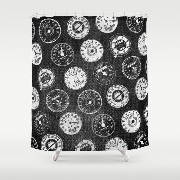 Dark Vintage Motorcycle Sdometers Shower Curtain By Goneundone Dark Vintage Motorcycle Sdometers Shower Curtain