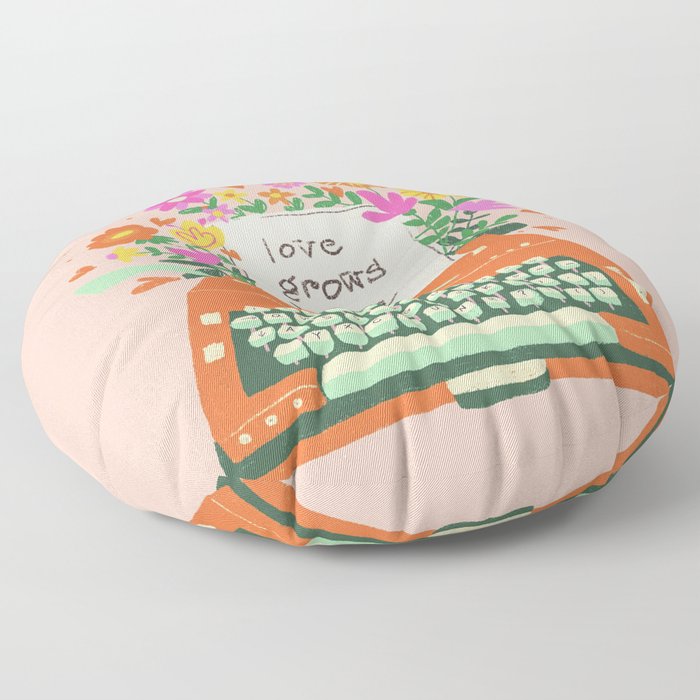 Floral typewriter Floor Pillow