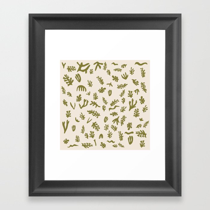 Matisse seaweed Green gold Framed Art Print