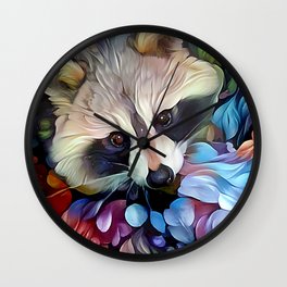 Peekaboo Raccoon Wall Clock