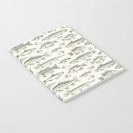 Green - Freshwater Fish Toile Notebook