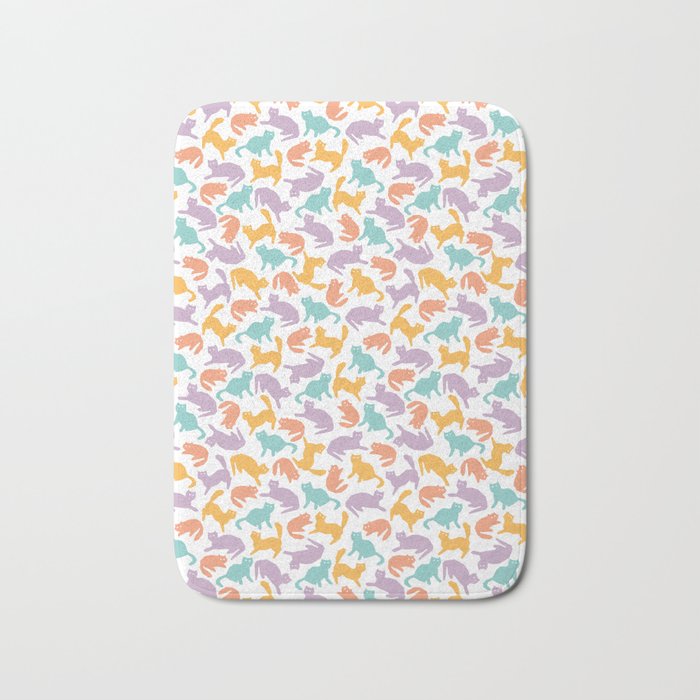 multicolored pattern with cats Bath Mat