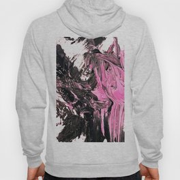 Morning Sunrise Emerging: Pink And Black Abstract Painting Hoody