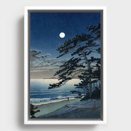 Spring Moon at Ninomiya Beach by Hasui Kawase Framed Canvas