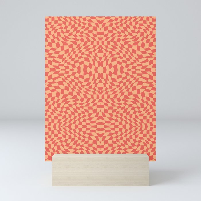 Jakarta orange checker symmetrical pattern Mini Art Print