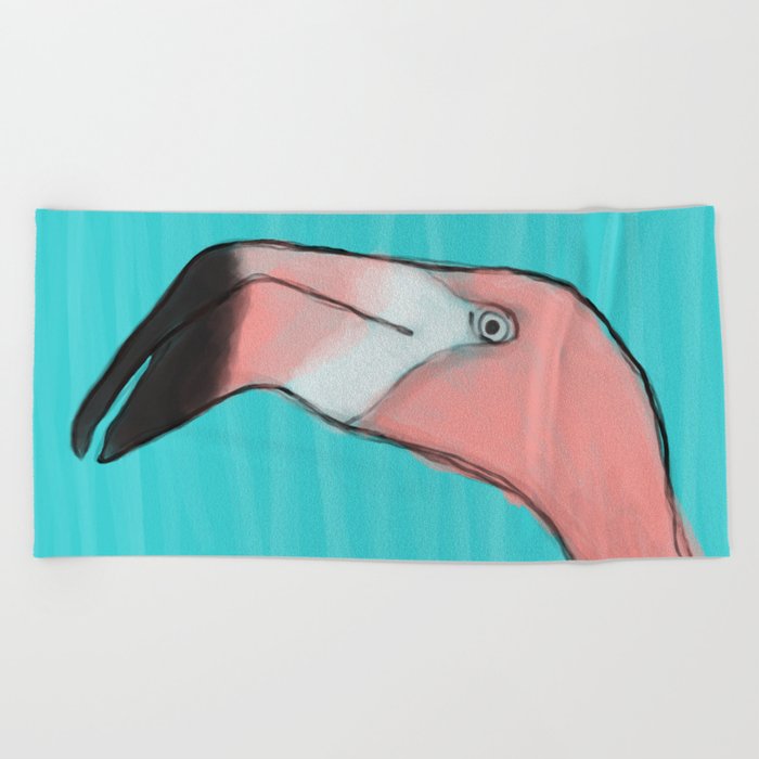 Flamingo Up Close Beach Towel