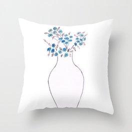 Vase of blue flowers Throw Pillow