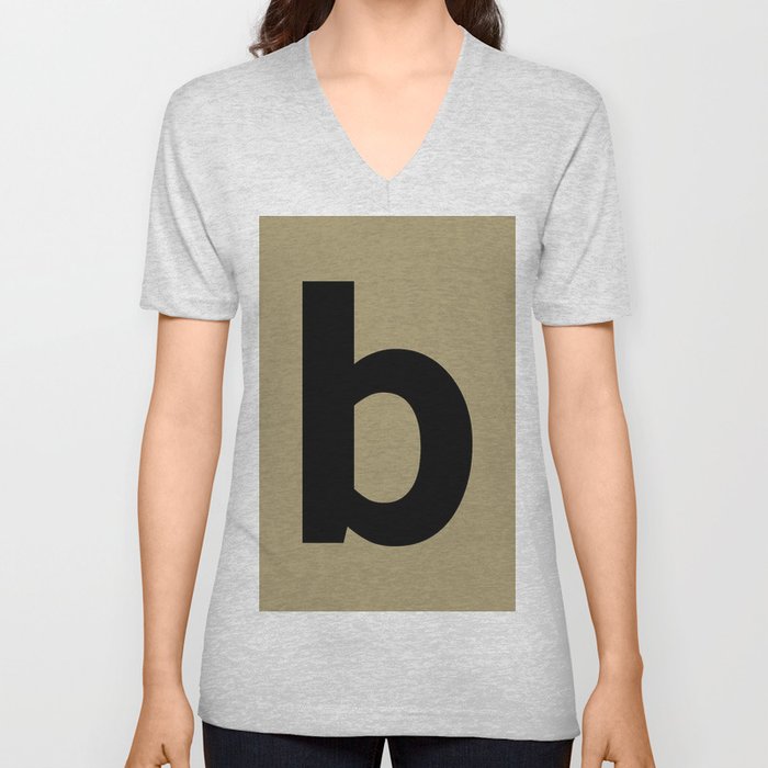 letter B (Black & Sand) V Neck T Shirt