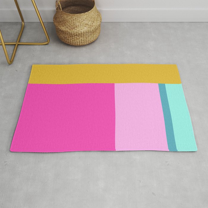 Geometric Bauhaus Style Color Block in Bright Colors Rug
