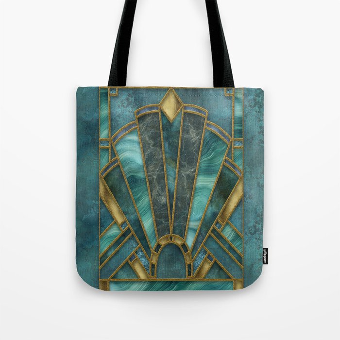 Elegant Stained Glass Art Deco Window With Marble And Gemstone Tote Bag