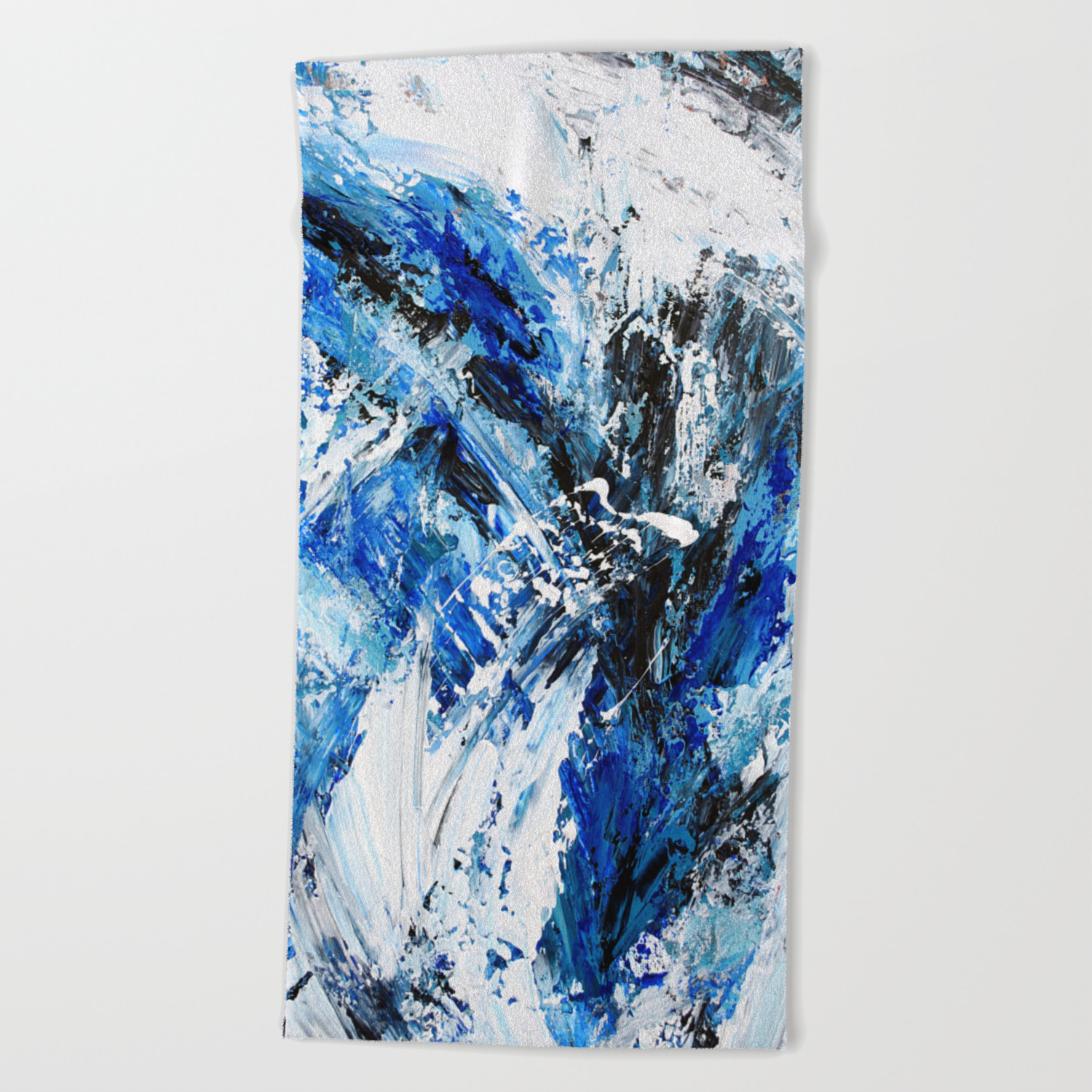 Blue Abstract Wave Painting Beach Towel By Nikkihoffs Society6