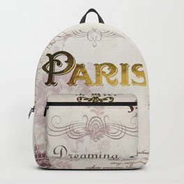 Paris Eiffel Tower French Script Blush Pink Montage Backpack
