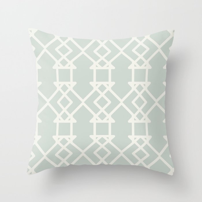 Mint Green and Cream Tessellation Pattern 27 Behr 2022 Color of the Year Breezeway MQ3-21 Throw Pillow