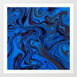 Fluid dark blue wavy texture Art Print