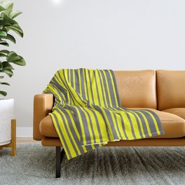 [ Thumbnail: Yellow and Dim Grey Colored Stripes/Lines Pattern Throw Blanket ]