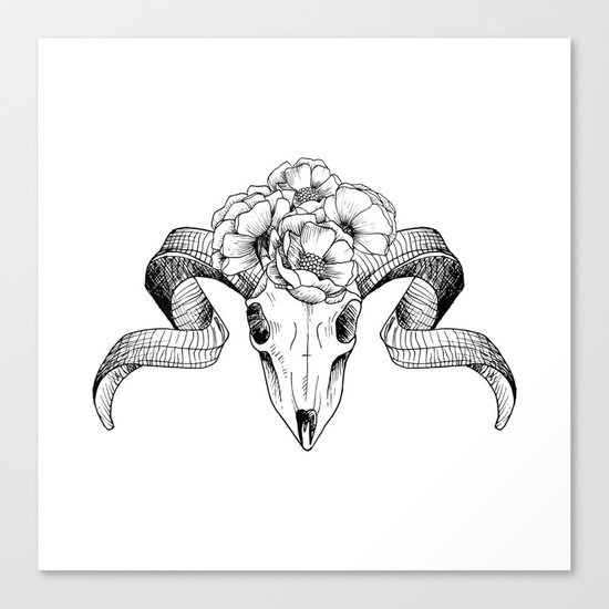 Flower Head Skull Canvas Print