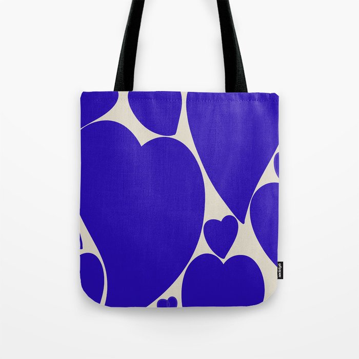 Navy Blue Hearts Contemporary Pattern Tote Bag