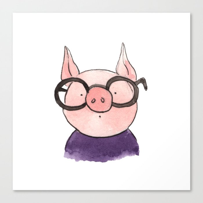 Smart Piglet Canvas Print