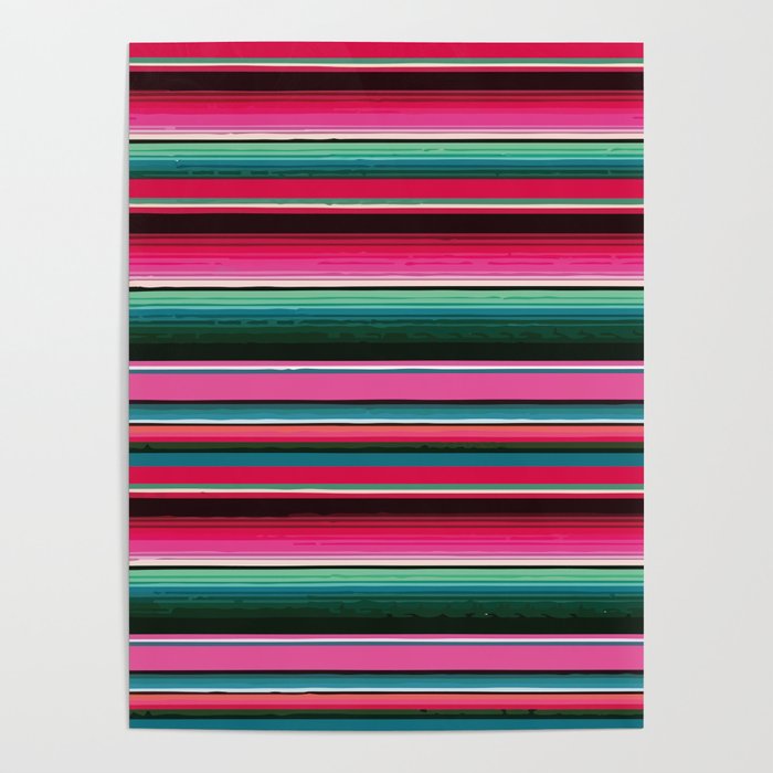 Serape Saltillo Mexican sarape blanket vibrant chicano stripes zarape latin modern zerape Poster