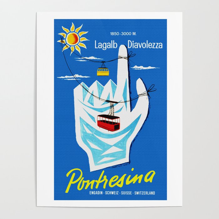 Pontresina Switzerland - Vintage Travel Poster