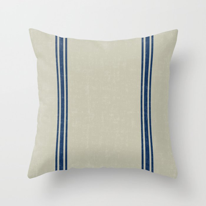 Blue Stripes on Linen color background French Grainsack Distressed