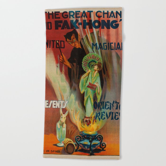 The Great Chang vintage magician poster Beach Towel