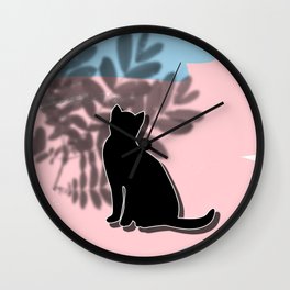 Folk Cat Illustration  Wall Clock