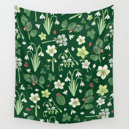 Winter Garden - dark green  Wall Tapestry