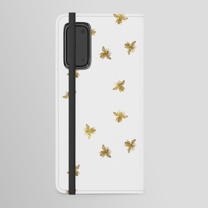 Gold Glitter Bees Pattern Android Wallet Case