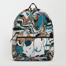 Undefined Lines Backpack | Abstract, Oil, Teal, Painting, Acrylic, Gold, Blue, White, Green 