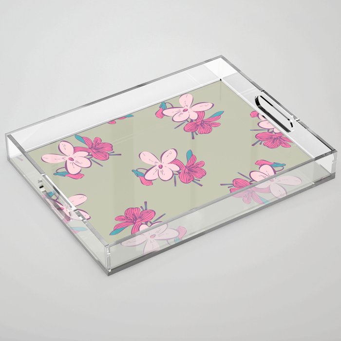 Floral Texture Background Acrylic Tray