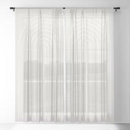 Minimal Arch II Natural Off White Modern Geometric Lines Sheer Curtain