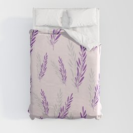Fragrant lavender flowers in purple arranged in an endless pattern. Duvet Cover