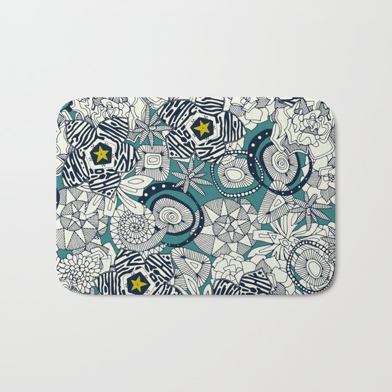 succulents blue chartreuse star Bath Mat