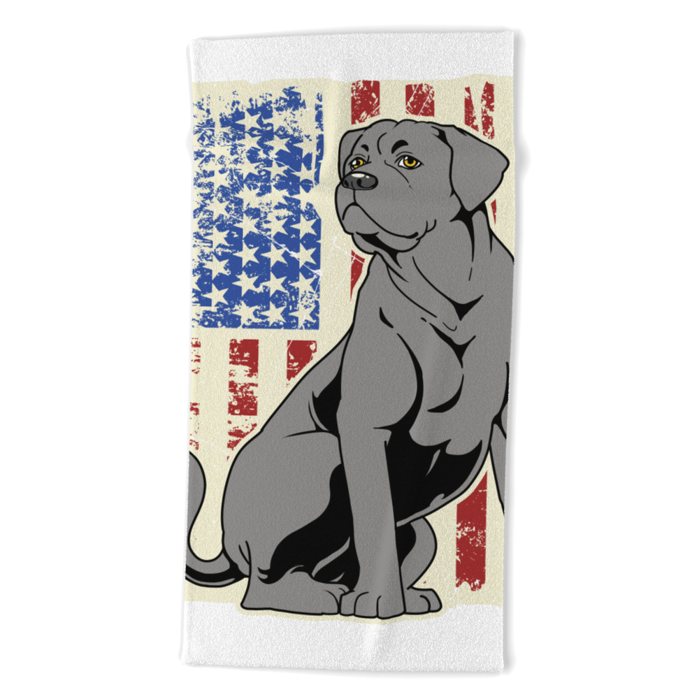 American Flag Mastiff Gift Cane Corso Mastiff Print Beach Towel by wonderingwizard