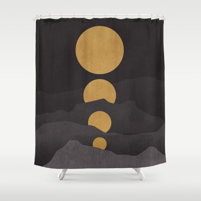 Rise of the golden moon Shower Curtain