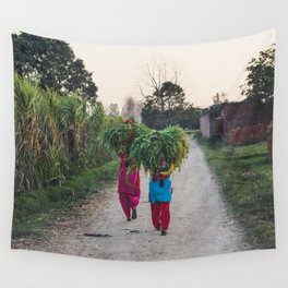 Indian women carrying grass Wall Tapestry